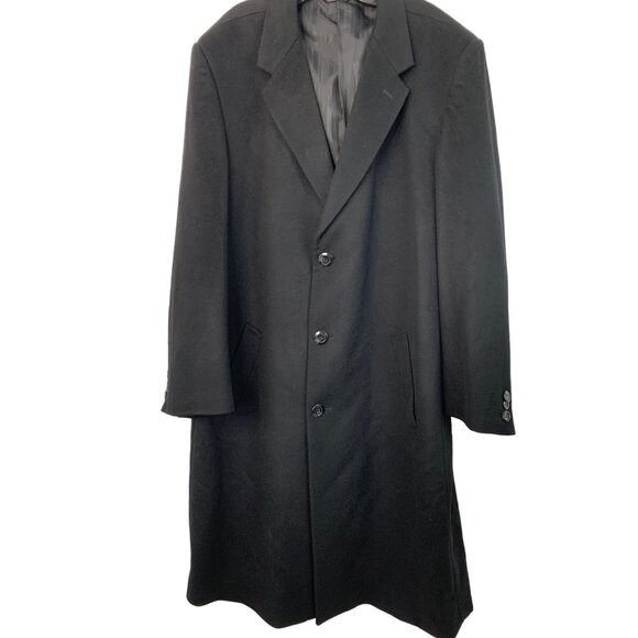 F.R. Tripler Mens 48L Black Cashmere Blend Overcoat Winter 7746 EUC Coat - Picture 1 of 15